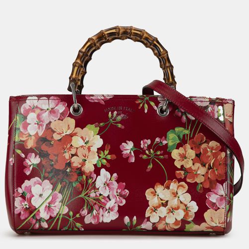 Gucci Red Leather Medium Blooms Bamboo Shopper Bag - Gucci - Modalova