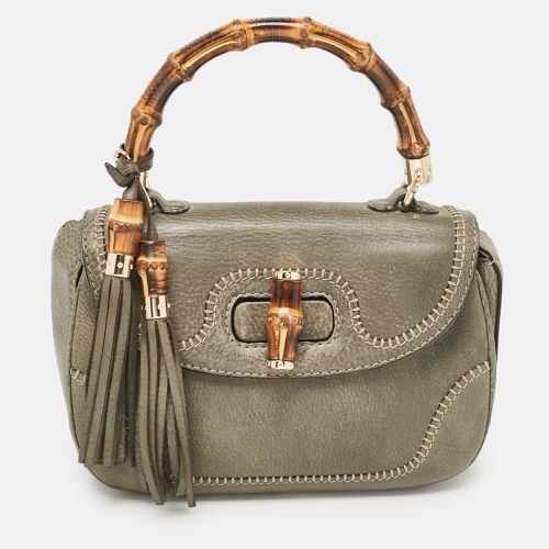 Gucci Grey Leather Medium New Bamboo Top Handle Bag - Gucci - Modalova