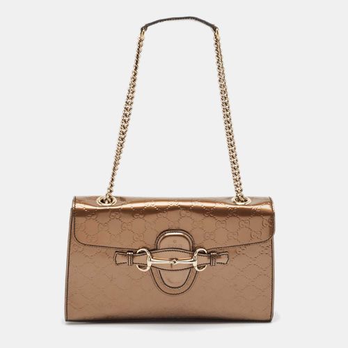 Gucci Bronze Guccissima Patent Leather Medium Emily Chain Shoulder Bag - Gucci - Modalova