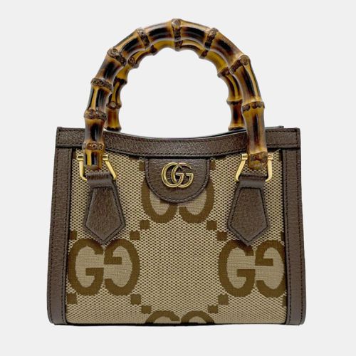 Gucci Brown Canvas Leather Jumbo GG Diana Tote Handbag - Gucci - Modalova