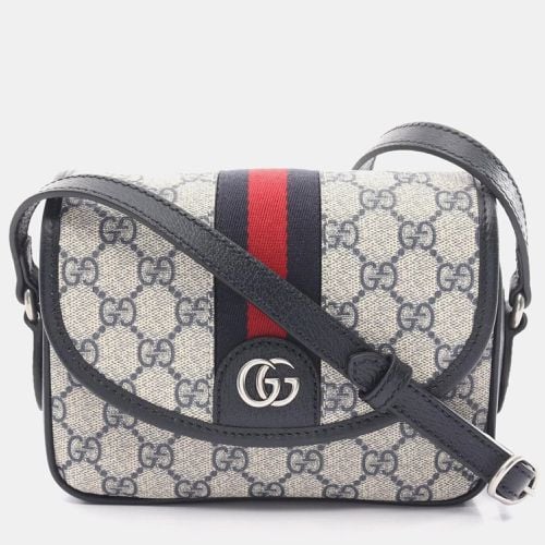 Gucci Navy Beige Red Coated Canvas Leather Ophidia GG Supreme Sherry Line Shoulder Bag - Gucci - Modalova