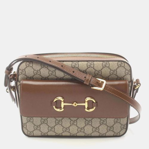 Gucci Beige Brown Coated Canvas Leather Horsebit 1955 Small GG Supreme Shoulder Bag - Gucci - Modalova