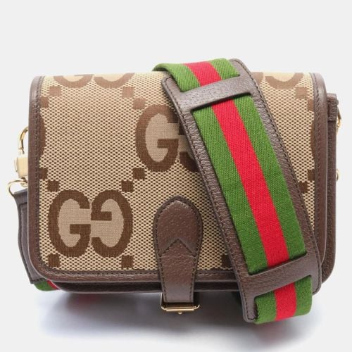 Gucci Beige Brown Canvas Leather Jumbo GG Shoulder Bag - Gucci - Modalova