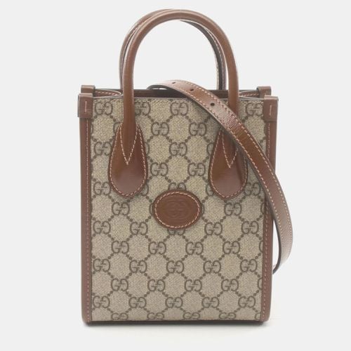 Gucci Beige Brown Coated Canvas Leather GG Supreme Tote Bag - Gucci - Modalova