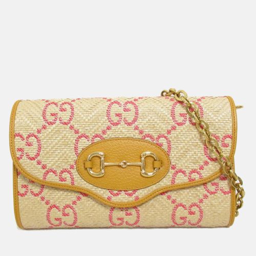 Gucci Beige Yellow leather straw Shoulder Bag - Gucci - Modalova