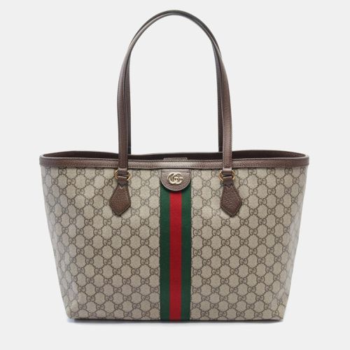 Gucci Beige Brown Multicolor Coated Canvas Leather Medium Tote Bag - Gucci - Modalova