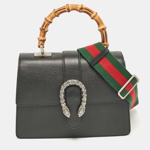 Gucci Black Leather Medium Dionysus Bamboo Top Handle Bag - Gucci - Modalova