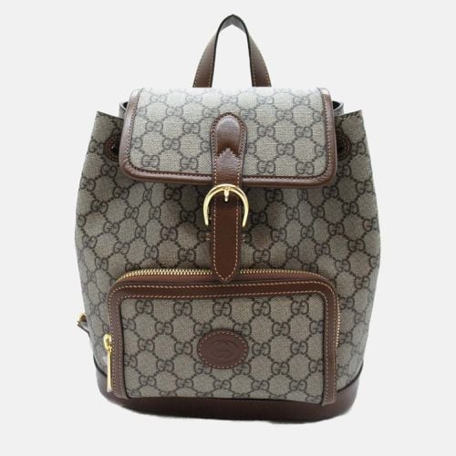 Gucci Beige Brown Canvas GG Supreme Backpack - Gucci - Modalova