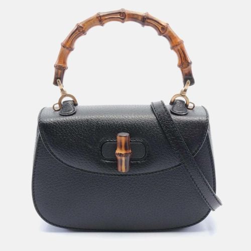 Gucci Black Leather Bamboo Handbag - Gucci - Modalova