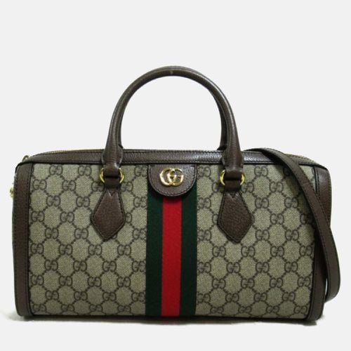 Gucci Beige Brown Canvas GG Supreme Ophidia Boston Bag - Gucci - Modalova