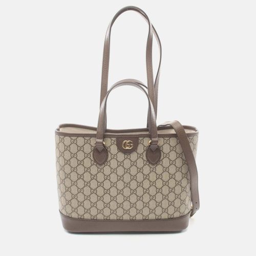 Gucci Beige Brown Coated Canvas Leather Ophidia Small GG Supreme Tote Bag - Gucci - Modalova