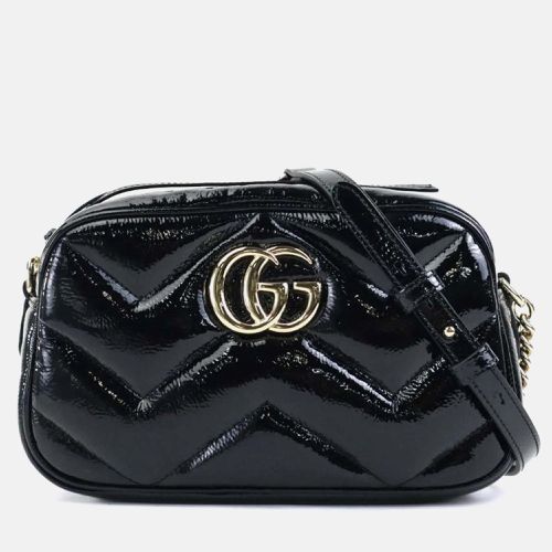 Gucci Black Patent Leather GG Marmont Shoulder Bag - Gucci - Modalova