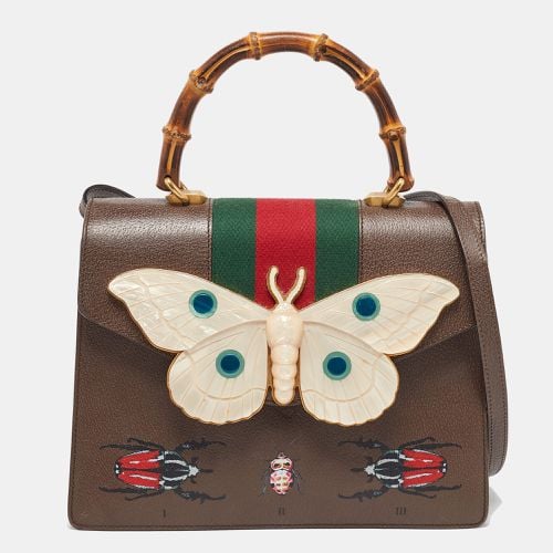 Gucci Brown Leather Medium Bamboo Web Falena Top Handle Bag - Gucci - Modalova