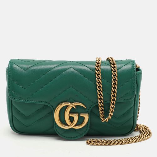 Gucci Green Quilted Leather GG Marmont Super Mini Shoulder Bag - Gucci - Modalova