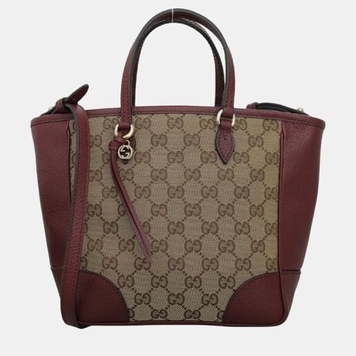 Gucci Maroon, Beige Leather, Canvas GG Canvas Small Bree Satchel Bag - Gucci - Modalova