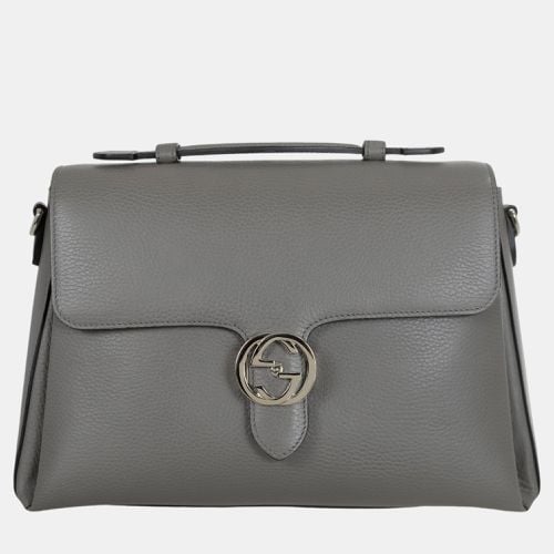 Gucci Grey Leather Dollar Interlocking G Top Handle Bag - Gucci - Modalova