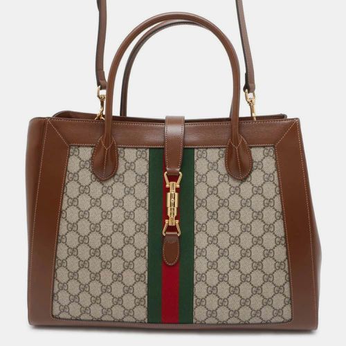 Gucci Brown/Beige GG Supreme Canvas Leather Jackie 1961 2way Shoulder Bag Size Large - Gucci - Modalova