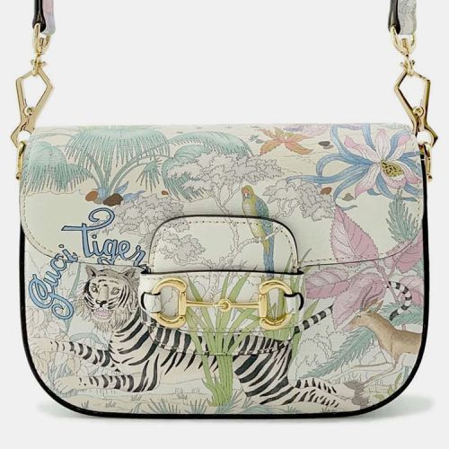 Gucci Ivory/Multicolor Leather Horsebit 1955 Animal Print Shoulder Bag - Gucci - Modalova