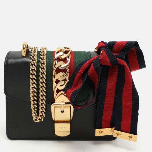 Gucci Black Leather Mini Web Chain Sylvie Shoulder Bag - Gucci - Modalova