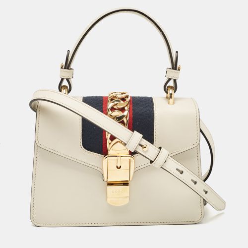 Gucci Off White Leather Mini Sylvie Top Handle Bag - Gucci - Modalova