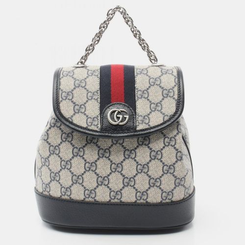 Gucci Offdia Gg Supreme Coated Canvas Leather White Navy Backpack - Gucci - Modalova