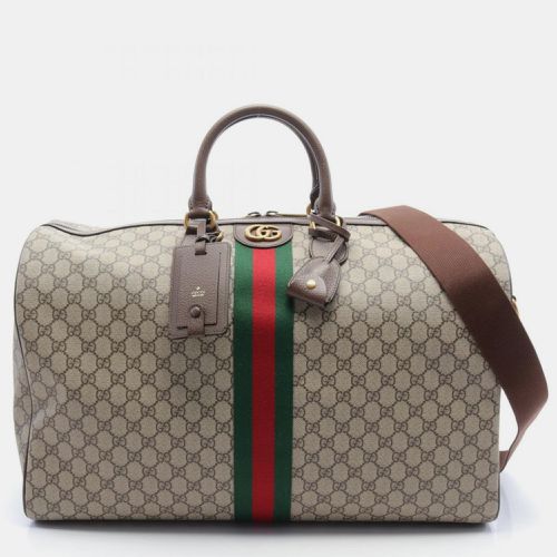 Gucci Beige Brown Multicolor Coated Canvas Leather Gg Supreme Sherry Line Boston Bag - Gucci - Modalova