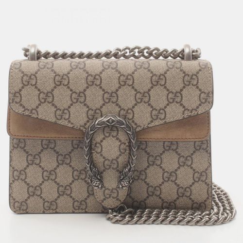 Gucci Dionysus Gg Supreme Coated Canvas Suede Beige Brown Shoulder Bag - Gucci - Modalova