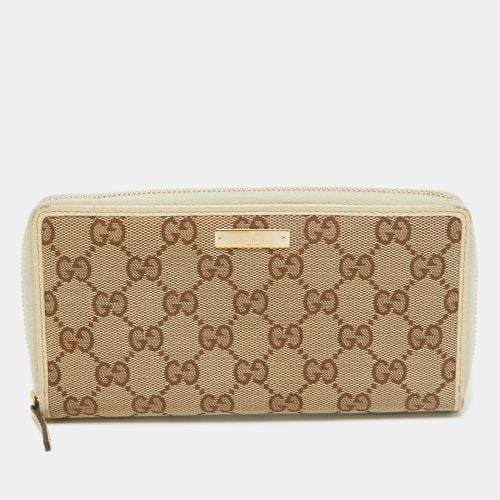 Gucci Beige GG Canvas and Leather Zip Continental Wallet - Gucci - Modalova