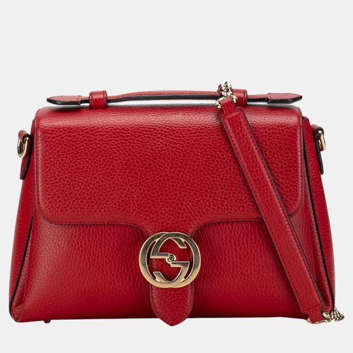 Gucci Red Leather Small Dollar Calf Interlocking G Satchel Bag - Gucci - Modalova