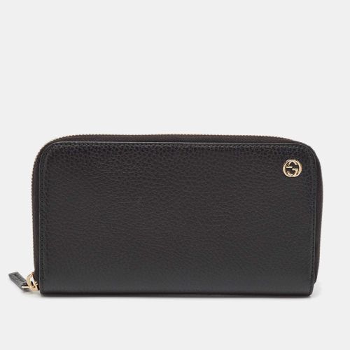 Gucci Black Leather Interlocking G Zip Continental Wallet - Gucci - Modalova