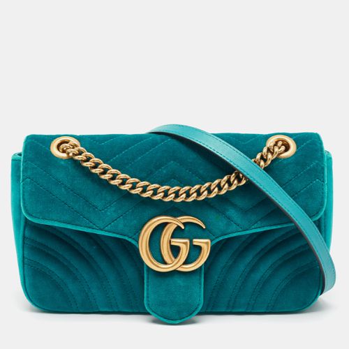 Gucci Green Matelassé Velvet Small GG Marmont Shoulder Bag - Gucci - Modalova