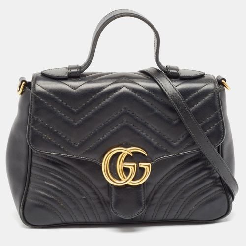 Gucci Black Matelassé Leather Small GG Marmont Top Handle Bag - Gucci - Modalova