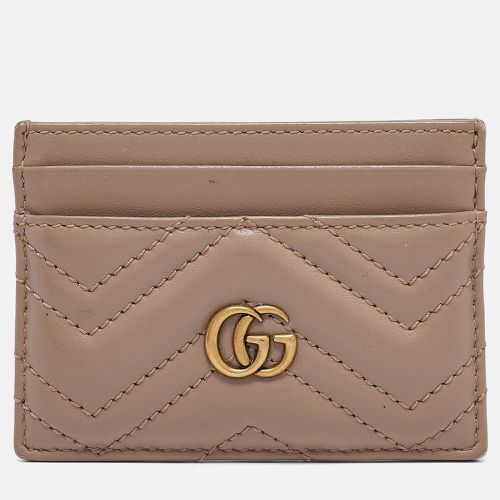 Gucci Beige Matelassé Leather GG Marmont Card Holder - Gucci - Modalova