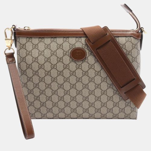 Gucci Beige Brown Coated Canvas Leather Interlocking G GG Supreme Bag - Gucci - Modalova