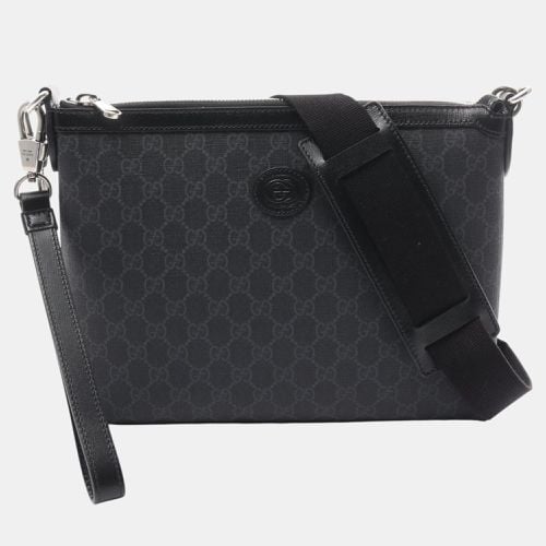 Gucci Black Grey Coated Canvas Leather Interlocking G GG Supreme Shoulder Bag - Gucci - Modalova