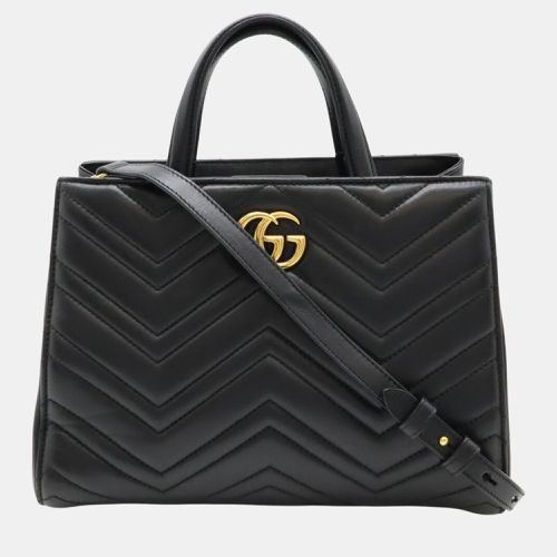 Gucci Black Quilted Leather GG Marmont Handbag - Gucci - Modalova