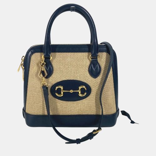 Gucci Beige x Dark Navy Horsebit 1955 Shoulder Bag - Gucci - Modalova