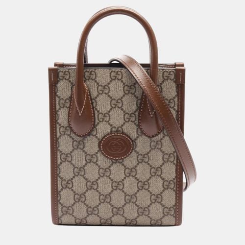 Gucci Beige Brown Coated Canvas Leather GG Supreme Tote Bag - Gucci - Modalova