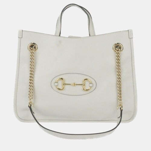 Ivory Leather Horsebit 1955 Medium Tote Bag - Gucci - Modalova