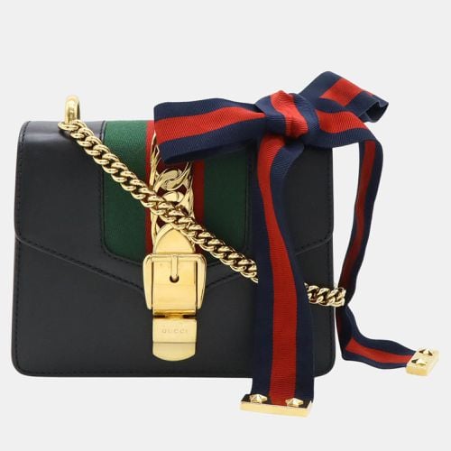 Leather Sylvie Web Line Ribbon Chain Bag - Gucci - Modalova