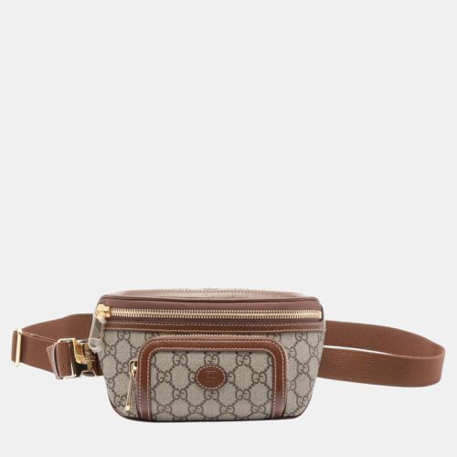 Gucci Beige Brown Coated Canvas Leather Interlocking G GG Supreme Belt Bag - Gucci - Modalova