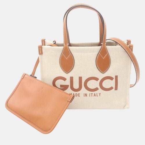 Brown Canvas Leather Printed Bag - Gucci - Modalova