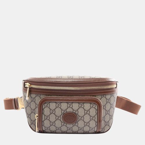 Gucci Beige Brown Coated Canvas Leather GG Supreme Large Belt Bag - Gucci - Modalova