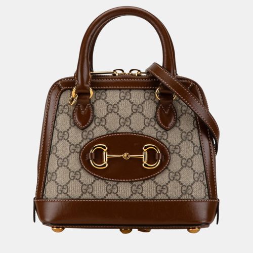 Gucci Brown PVC Leather GG Supreme Horsebit 1955 Handbag - Gucci - Modalova