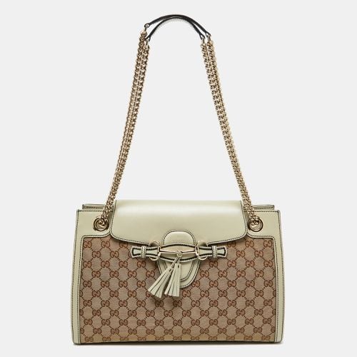 Gucci Beige/White GG Canvas and Leather Large Emily Chain Shoulder Bag - Gucci - Modalova