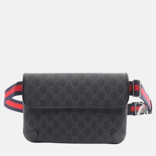 Gucci Black Grey Coated Canvas Leather GG Supreme Belt Bag - Gucci - Modalova