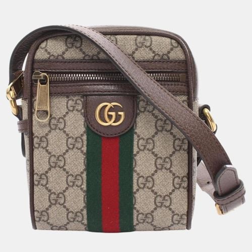 Gucci Beige Brown Coated Canvas Leather Ophidia Sherry Line GG Supreme Shoulder Bag - Gucci - Modalova