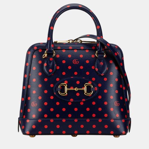 Gucci Navy Red Leather Horsebit 1955 Polka Dot Small Handbag - Gucci - Modalova