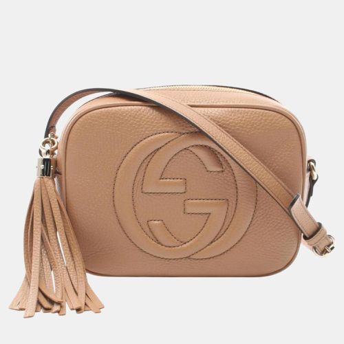 Gucci Beige Leather Soho Disco Interlocking G Shoulder Bag - Gucci - Modalova