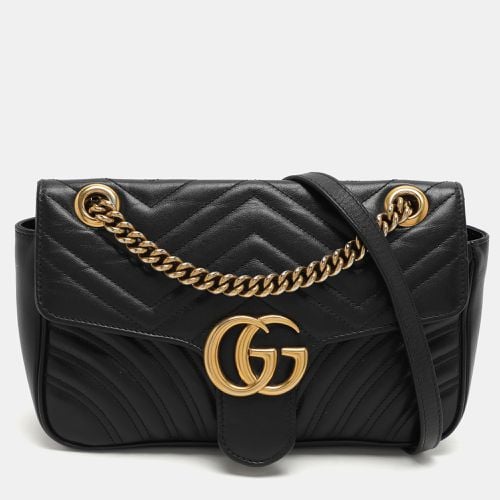 Gucci Black Matelassé Leather Small GG Marmont Shoulder Bag - Gucci - Modalova